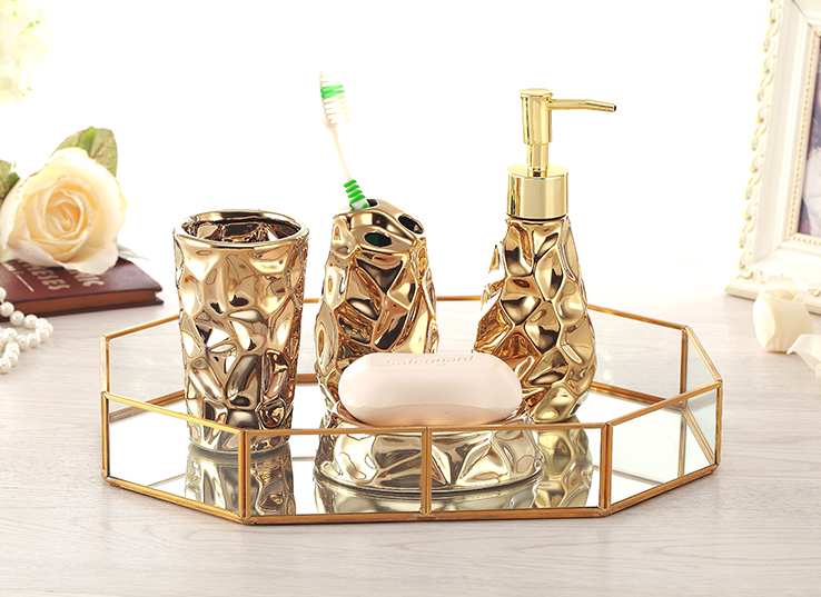 Golden Ceramic Bathroom Set