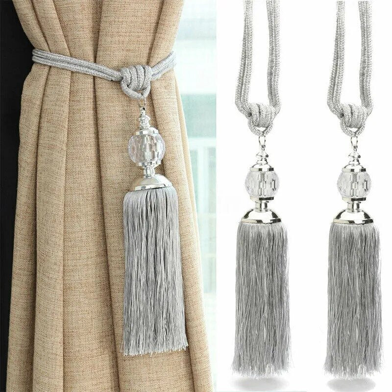 Crystal Beaded Buckle Curtain 2Pcs