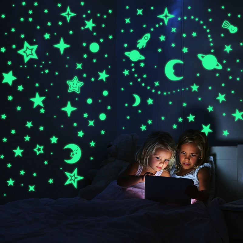 Luminous 3D Stars Dots Wall Sticker