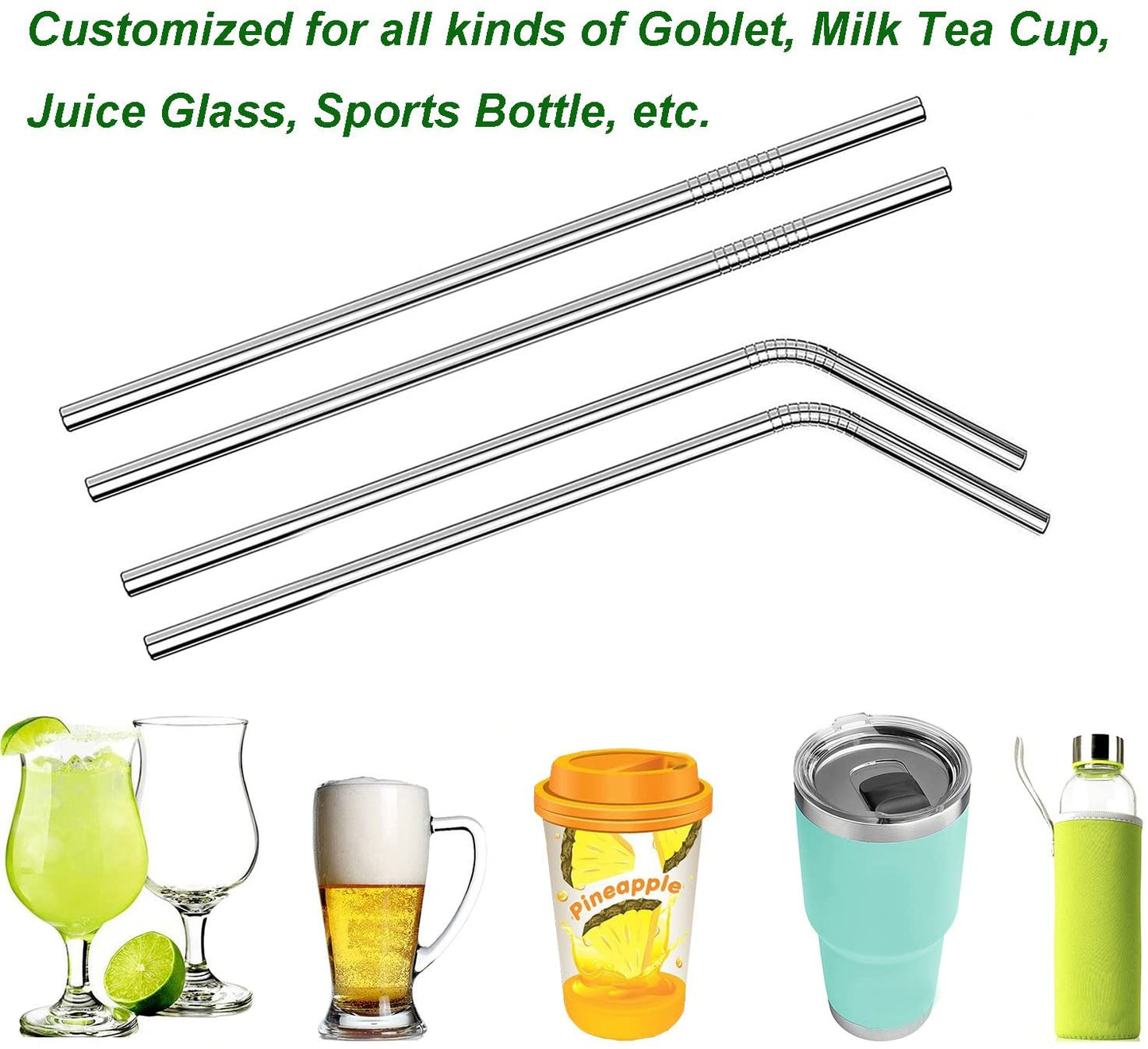 Eco-friendly Reusable Drinking Straws with Cleaner Brushes