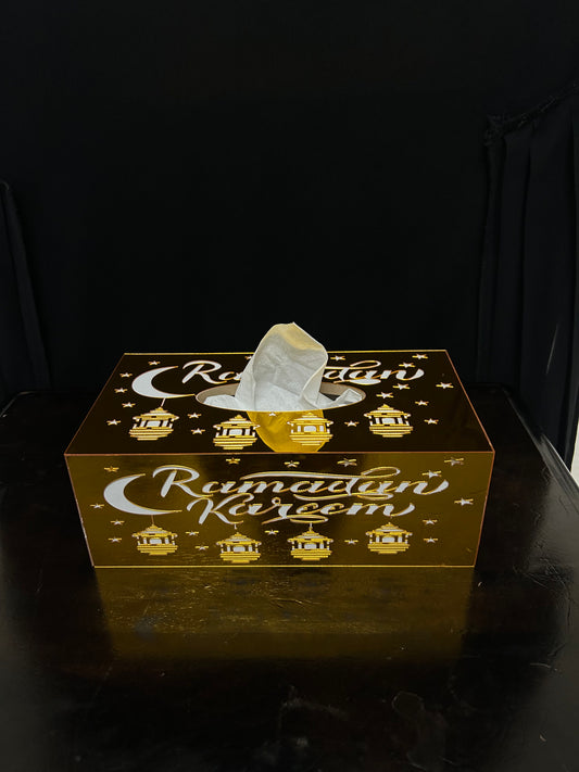 Golden Ramadan Kareem Tissue Box