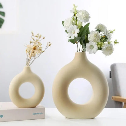 Nordic Round Hollow Ceramic Vase