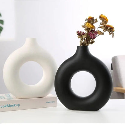 Nordic Round Hollow Ceramic Vase