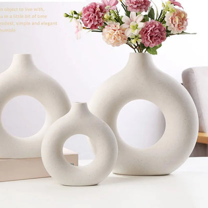 Nordic Round Hollow Ceramic Vase