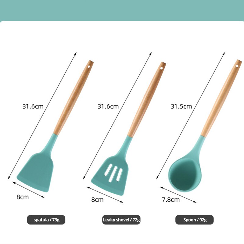 Wooden Handle Spoons With Storage Bucket
