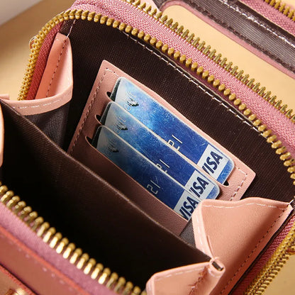 Soft Leather Handbag with Transparent Side For Phone