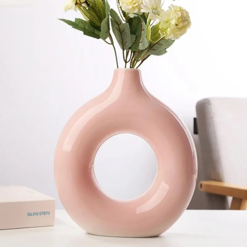 Nordic Round Hollow Ceramic Vase